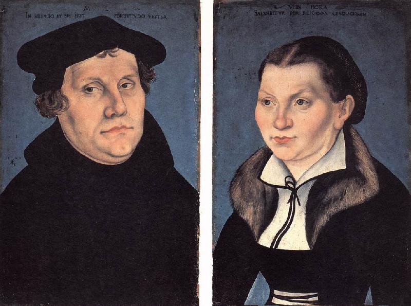 CRANACH, Lucas the Elder Diptych with the Portraits of Luther and his Wife df Sweden oil painting art